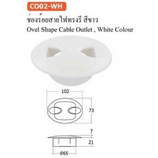 CO02-WH ช่องร้อยสายไฟทรงรี สีขาว ช่องร้อยสายไฟ Cable Outlet