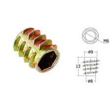 DV613 ตัวหนอน M6×13 (ไม่มีปีก) ตัวหนอนฝังไม้ Driving Nuts