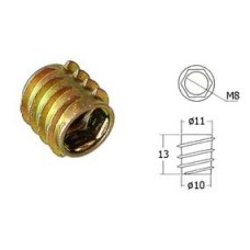DV813 ตัวหนอน M8×13 (ไม่ปีก) ตัวหนอนฝังไม้ Driving Nuts
